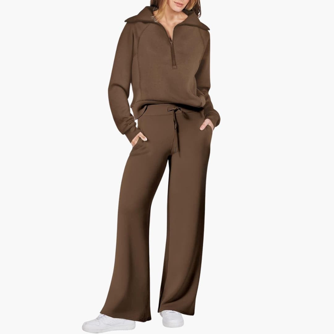 Rosine — Elegant Half Zip Matching Lounge Set for Women