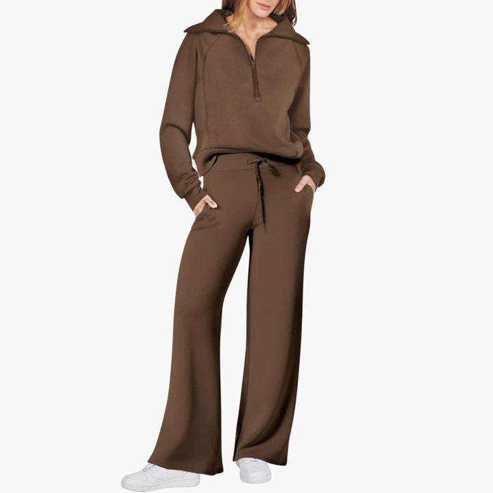 Rosine — Elegant Half Zip Matching Lounge Set for Women