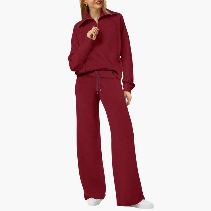 Rosine — Elegant Half Zip Matching Lounge Set for Women