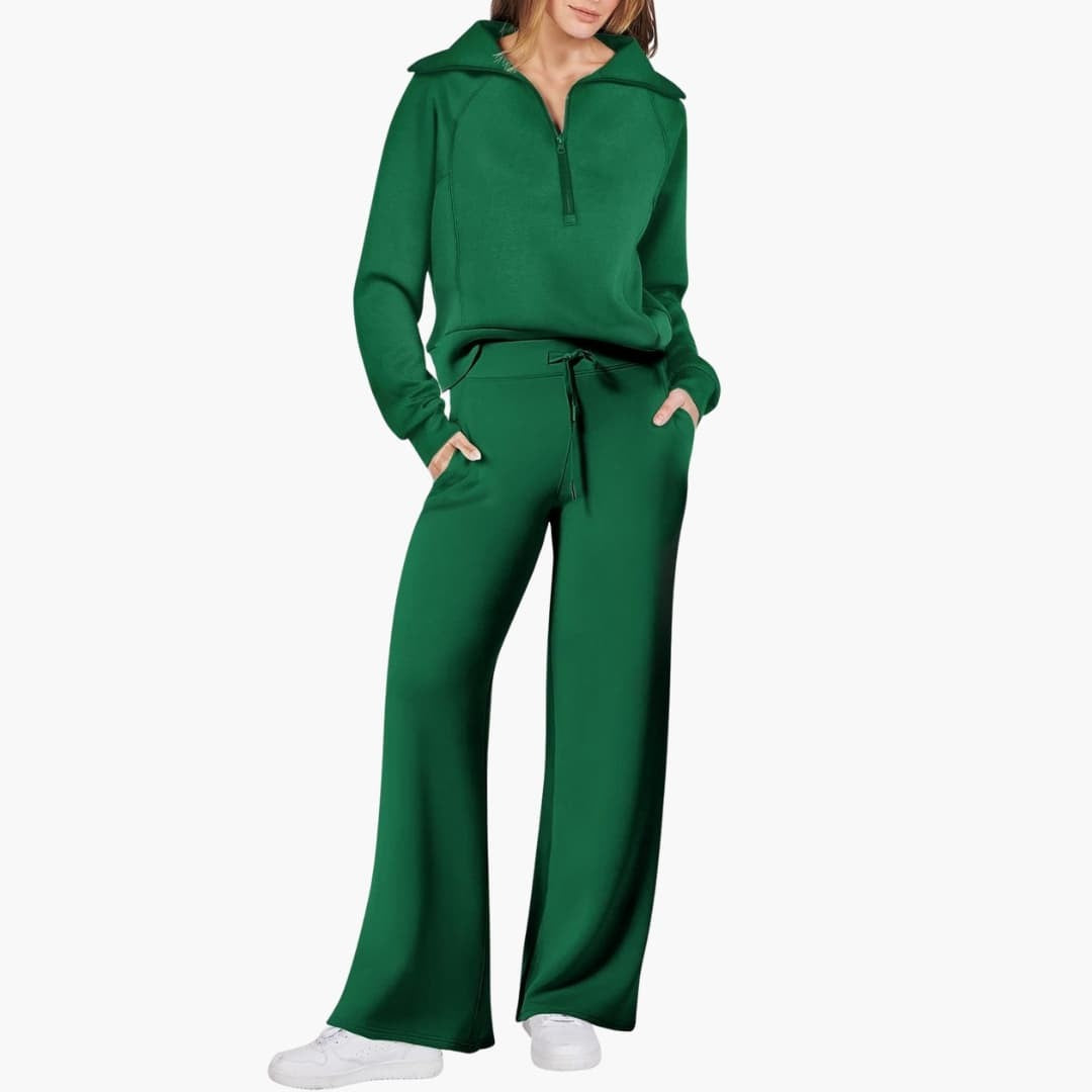 Rosine — Elegant Half Zip Matching Lounge Set for Women