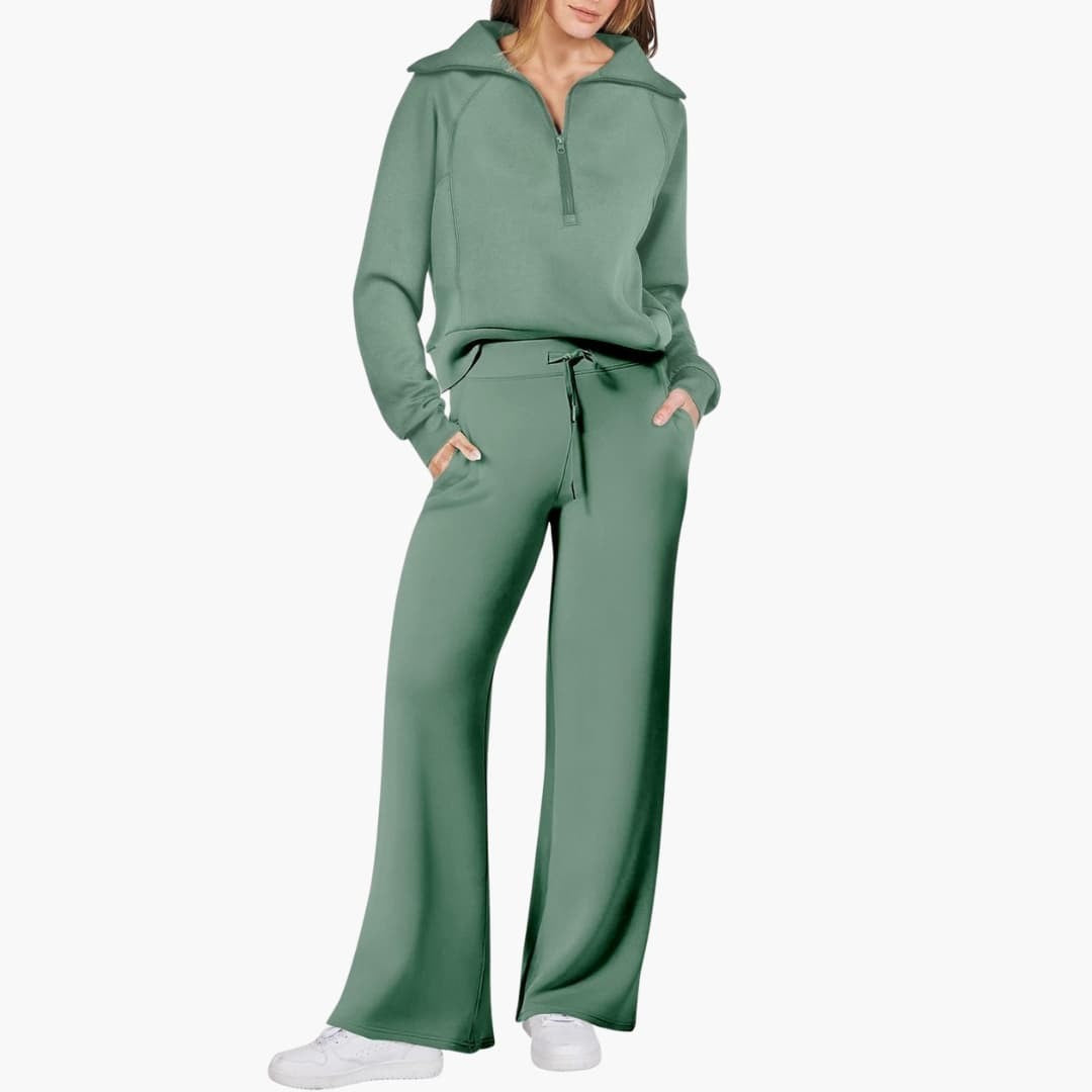 Rosine — Elegant Half Zip Matching Lounge Set for Women