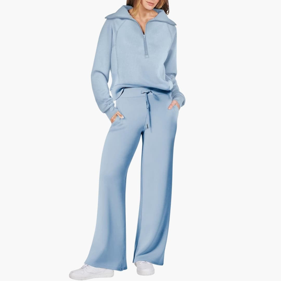 Rosine — Elegant Half Zip Matching Lounge Set for Women