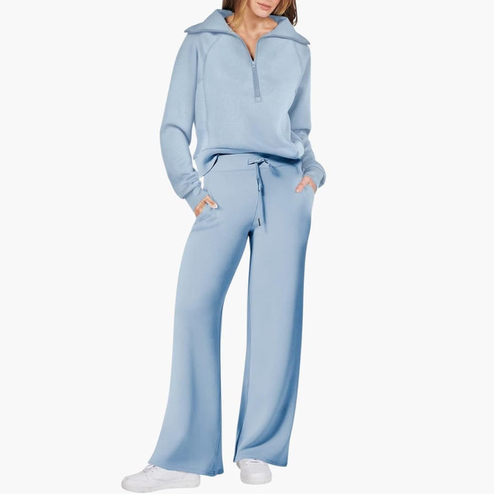 Rosine — Elegant Half Zip Matching Lounge Set for Women