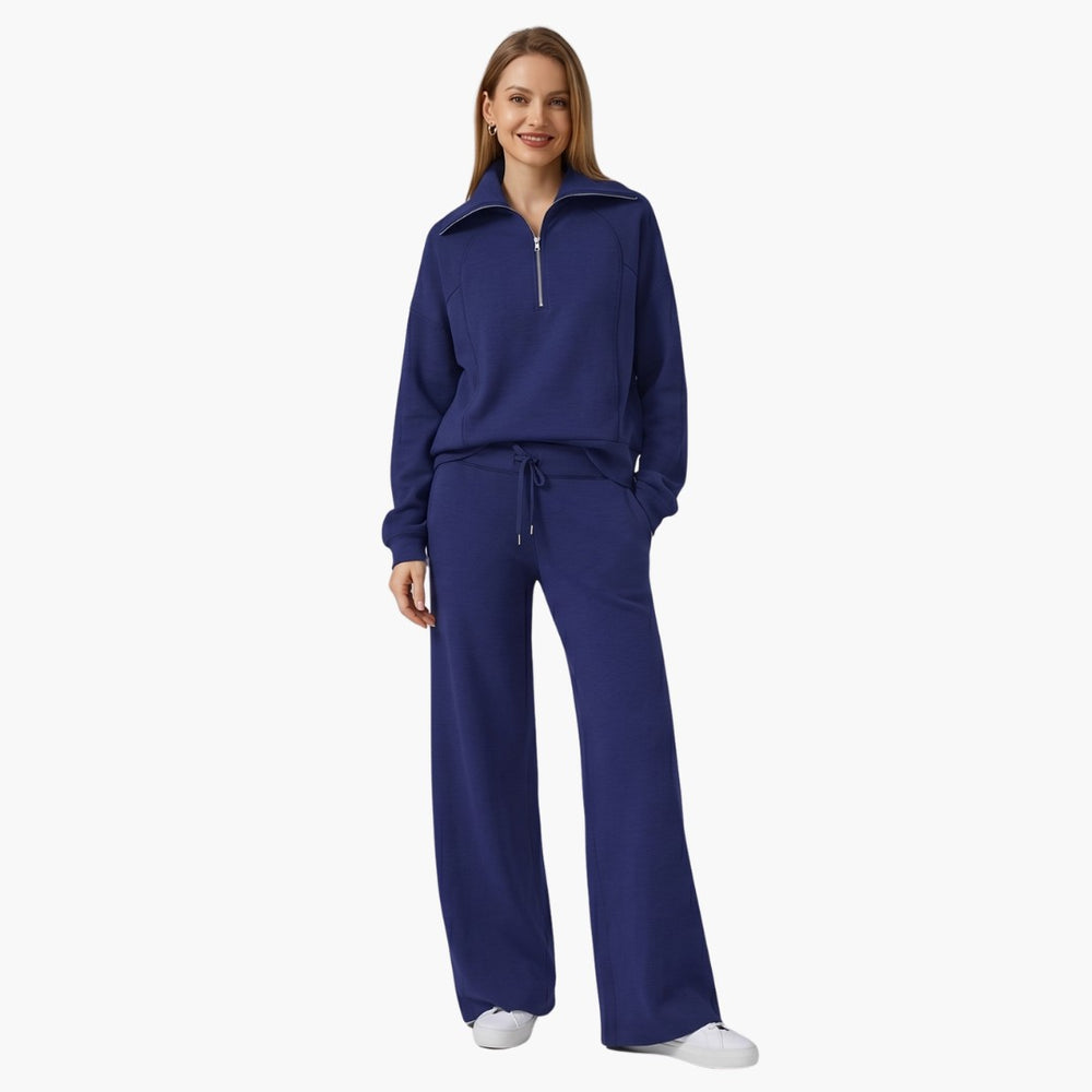 Rosine — Elegant Half Zip Matching Lounge Set for Women