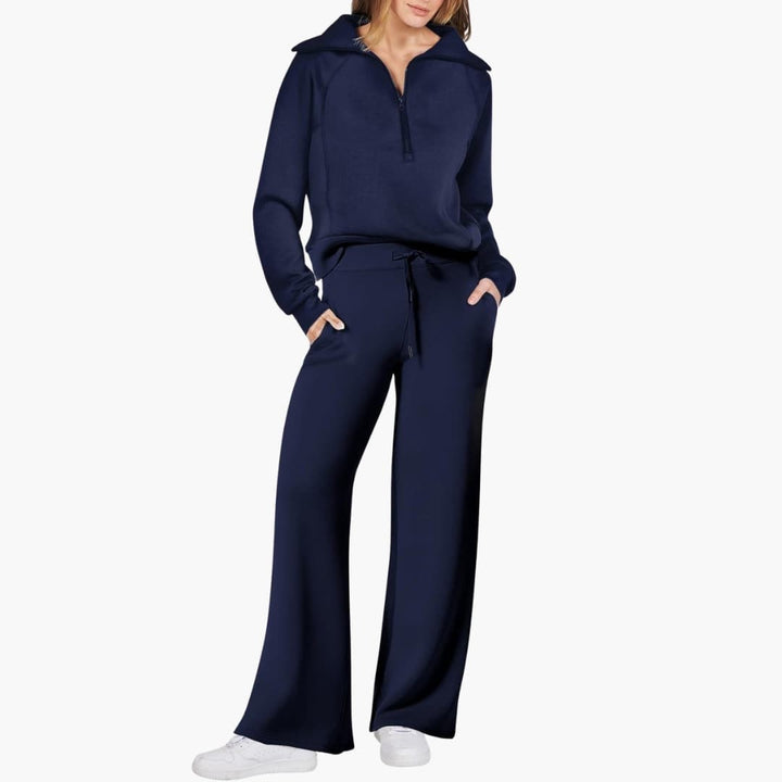 Rosine — Elegant Half Zip Matching Lounge Set for Women
