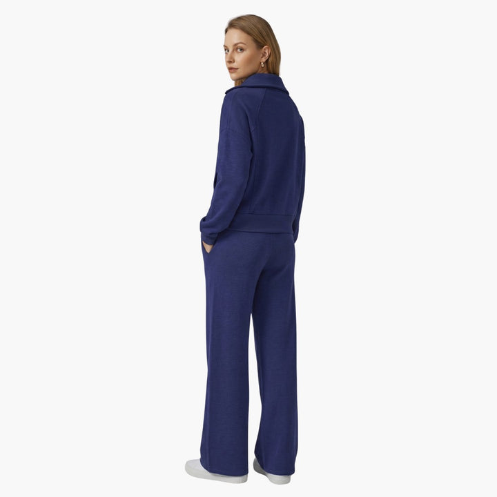 Rosine — Elegant Half Zip Matching Lounge Set for Women