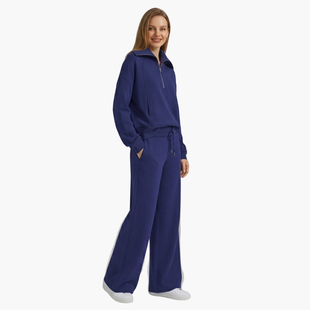 Rosine — Elegant Half Zip Matching Lounge Set for Women
