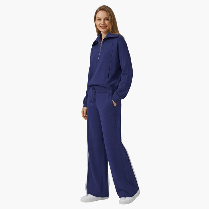 Rosine — Elegant Half Zip Matching Lounge Set for Women