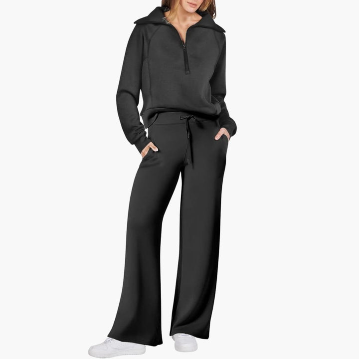 Rosine — Elegant Half Zip Matching Lounge Set for Women