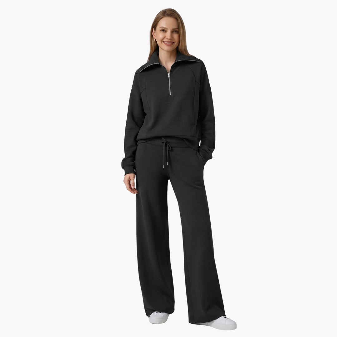Rosine — Elegant Half Zip Matching Lounge Set for Women