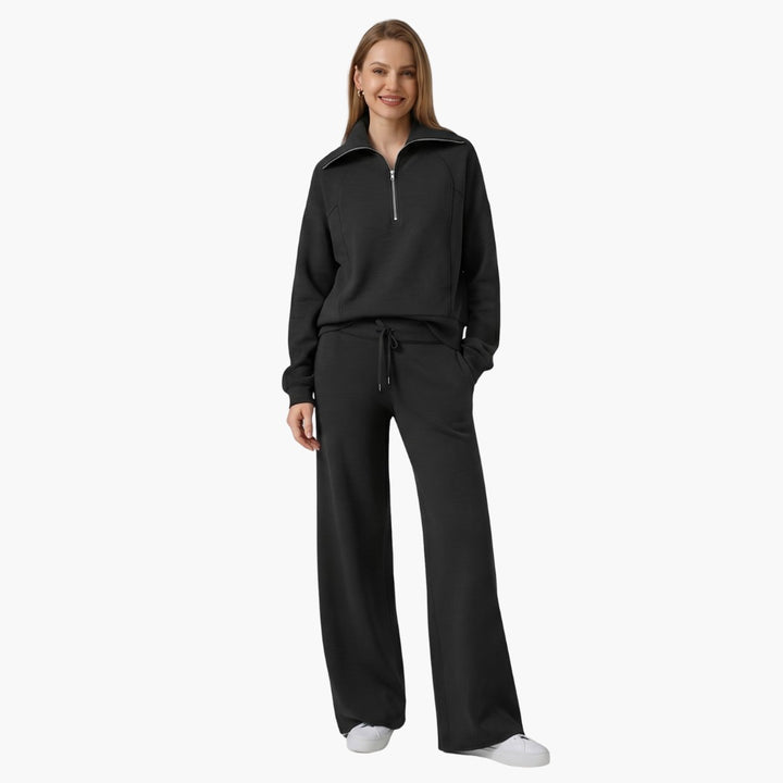Rosine — Elegant Half Zip Matching Lounge Set for Women