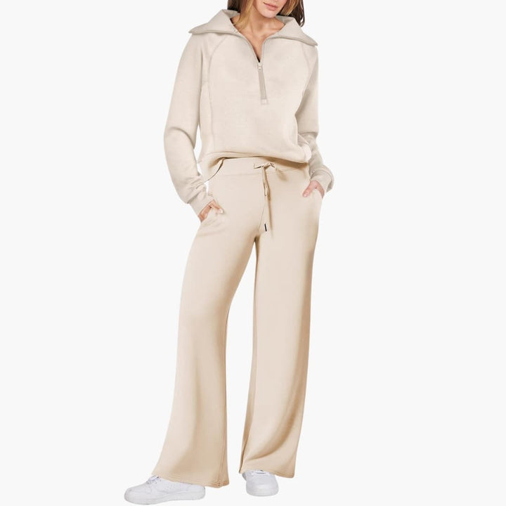 Rosine — Elegant Half Zip Matching Lounge Set for Women