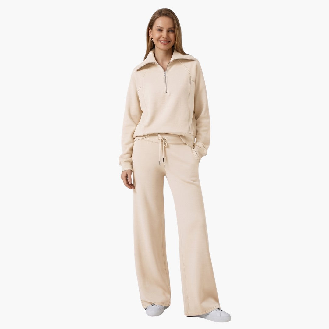 Rosine — Elegant Half Zip Matching Lounge Set for Women