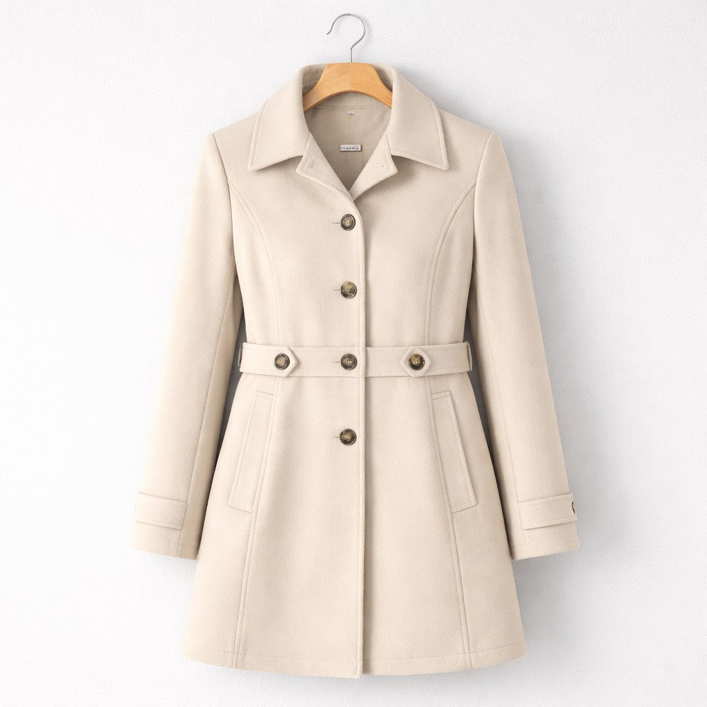 Elvina Single Breasted Wool Blend Winter Coat for Women