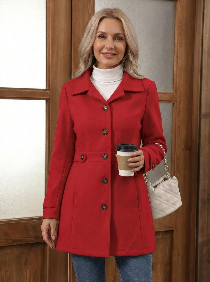 Elvina Single Breasted Wool Blend Winter Coat for Women