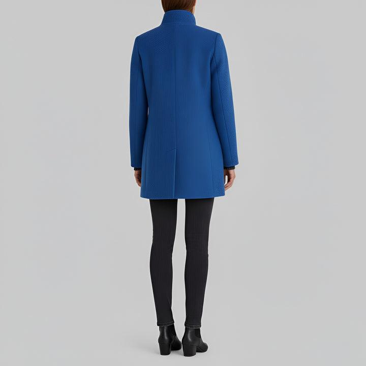 Ermengarde Notch Lapel Mid Length Wool Blend Coat for Women