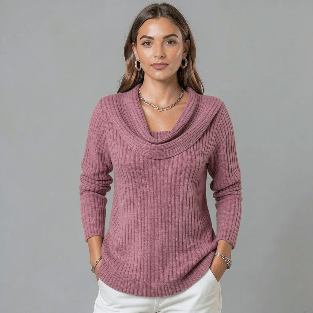 Cowl Neck Merino Wool Sweater for Women