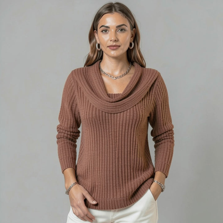 Cowl Neck Merino Wool Sweater for Women