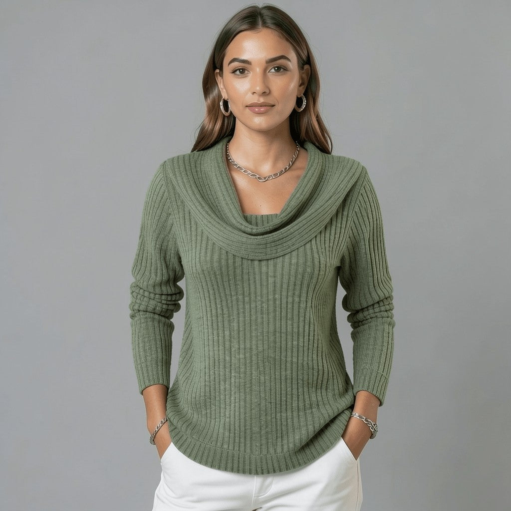 Cowl Neck Merino Wool Sweater for Women