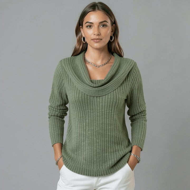 Cowl Neck Merino Wool Sweater for Women