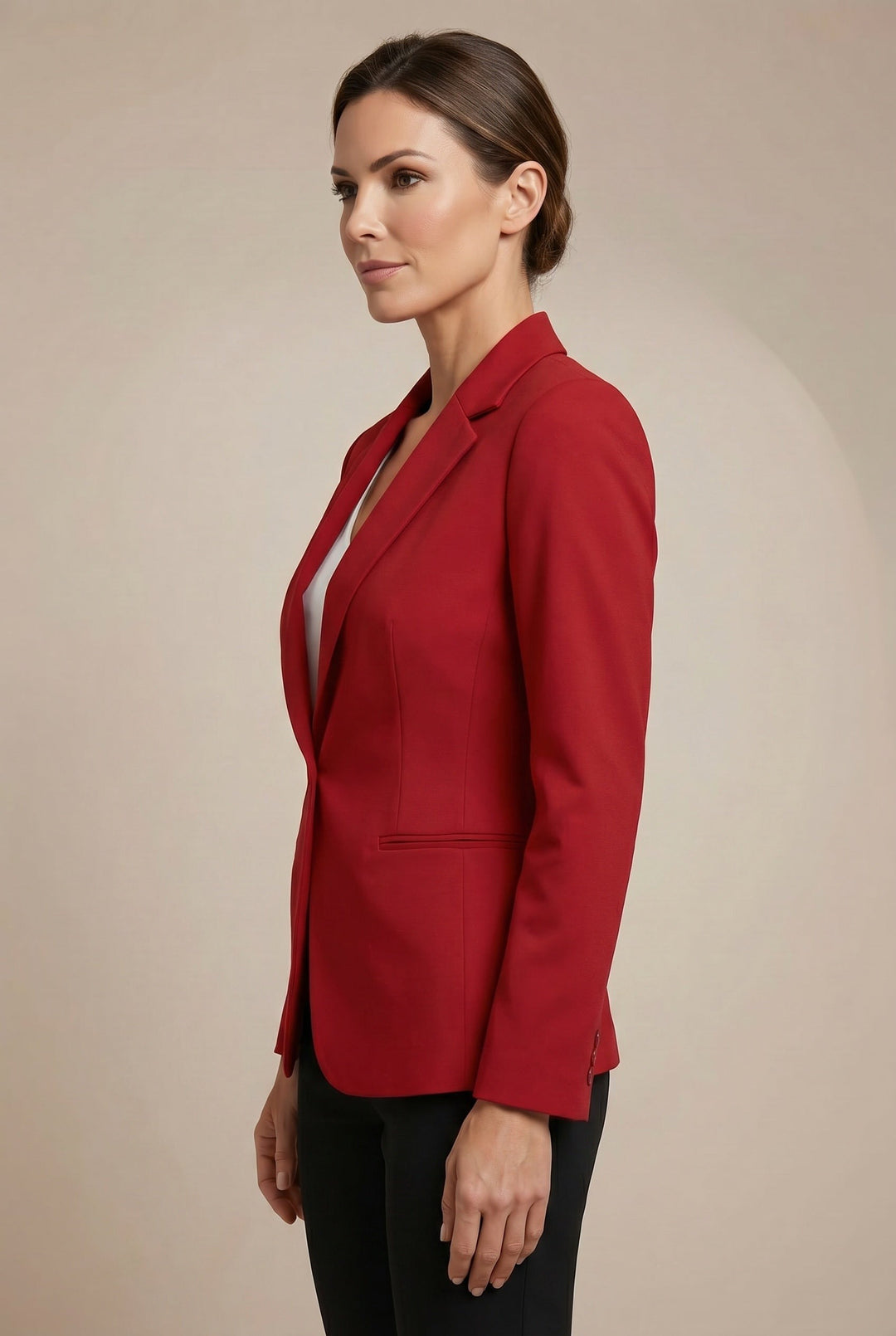 Fitted Blazer with Single Button and Slim Lapel