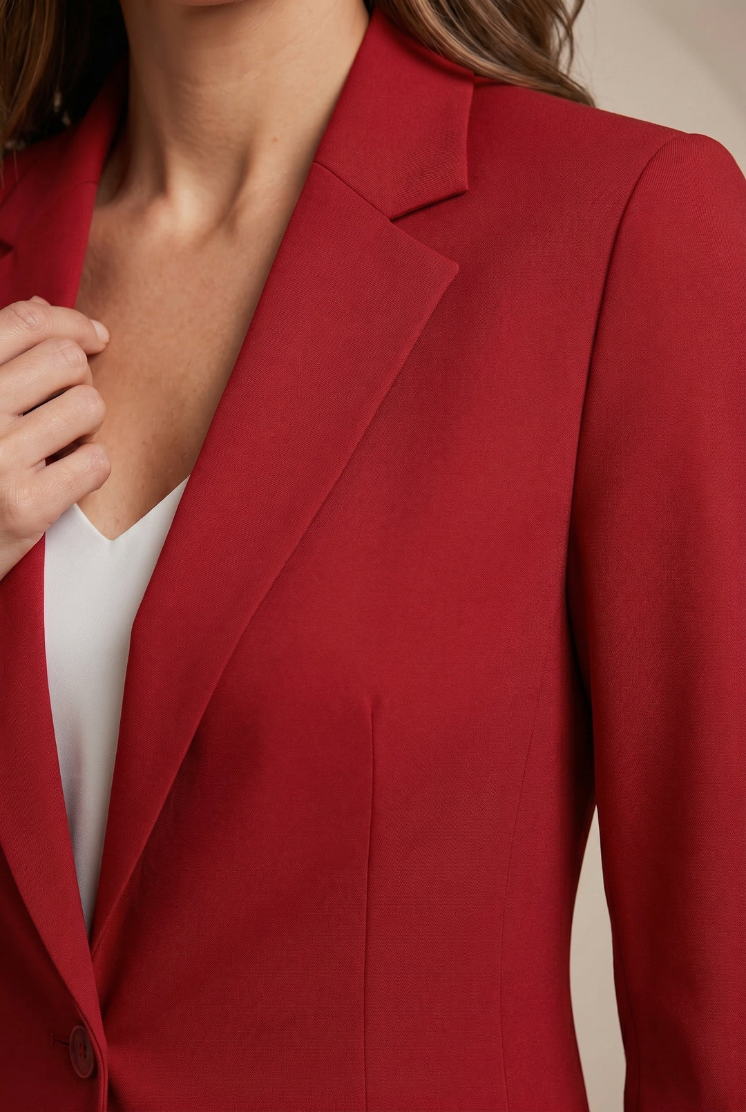 Fitted Blazer with Single Button and Slim Lapel