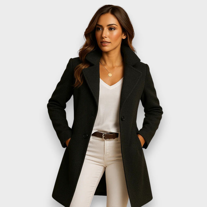 Firmine Classic Notch Lapel Wool Coat for Women