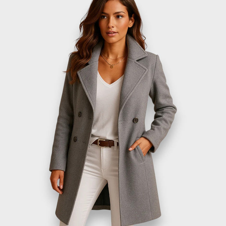 Firmine Classic Notch Lapel Wool Coat for Women