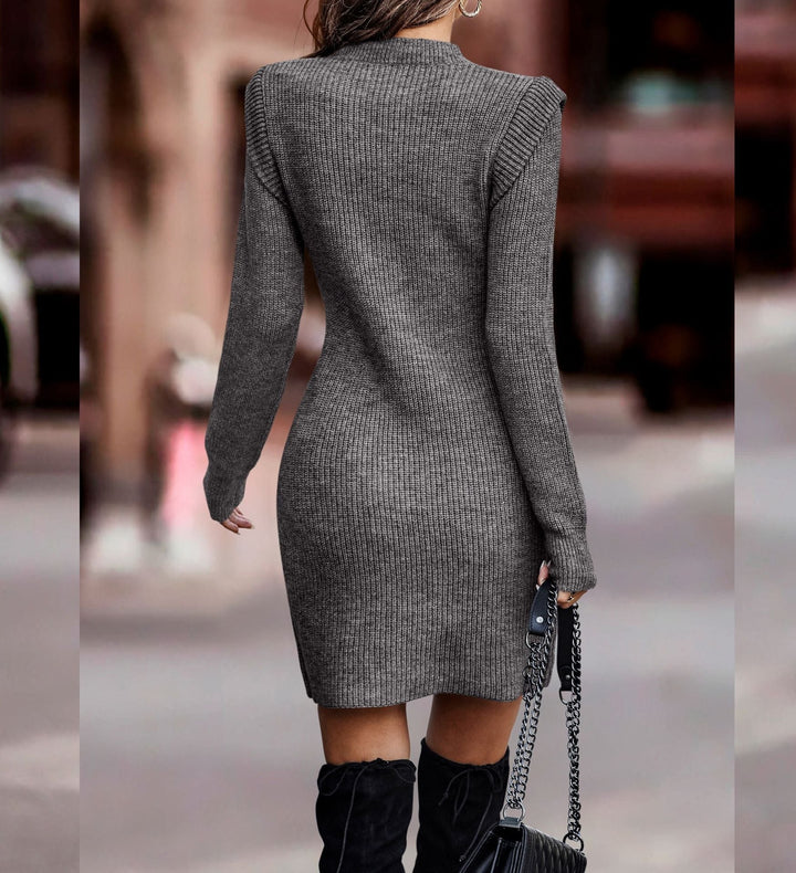 Frederique — Ribbed Long Sleeve Sweater Dress (3), StyleTruly