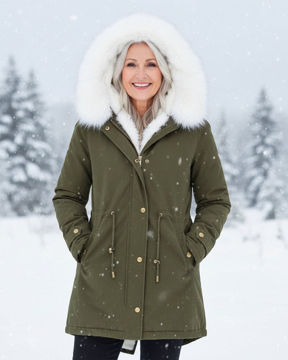 Victoire — Fur Hood Parka Winter Jacket for Women