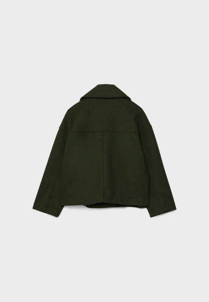 Gaetane Double Breasted Cropped Wool Blend Coat for Women