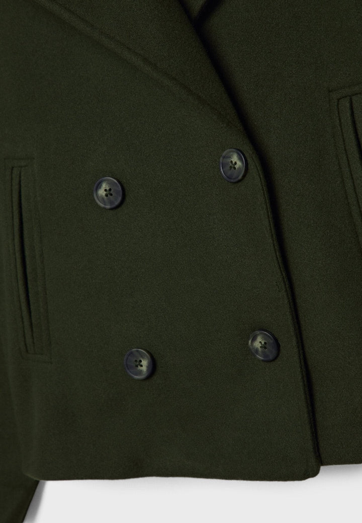 Gaetane Double Breasted Cropped Wool Blend Coat for Women