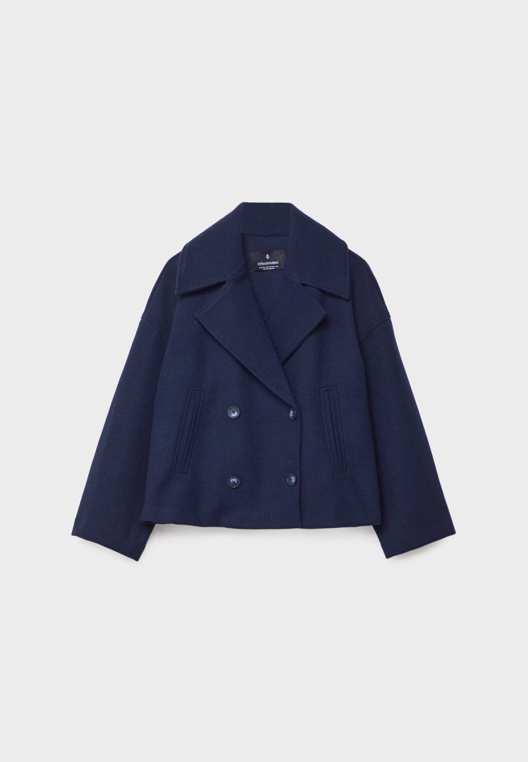 Gaetane Double Breasted Cropped Wool Blend Coat for Women