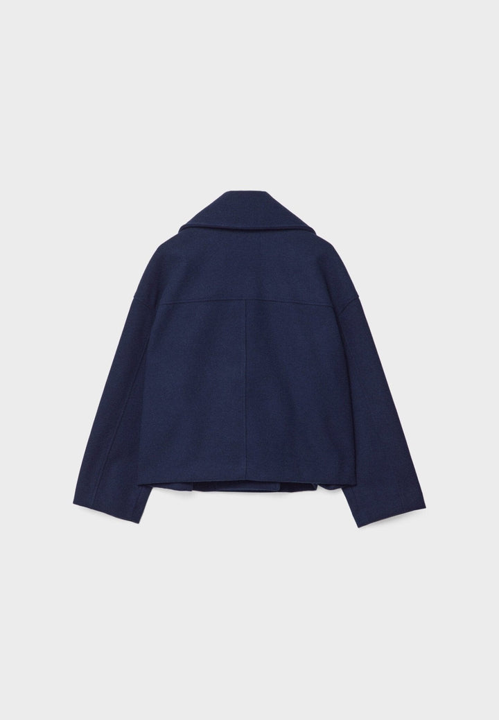 Gaetane Double Breasted Cropped Wool Blend Coat for Women