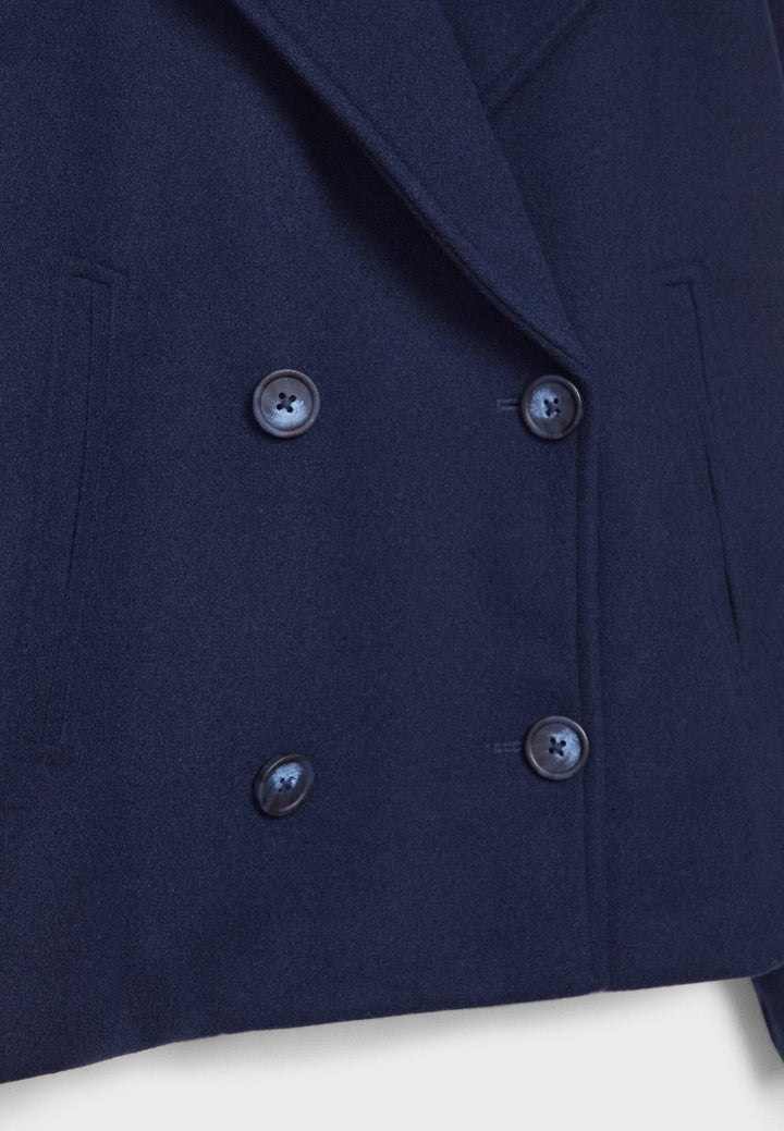 Gaetane Double Breasted Cropped Wool Blend Coat for Women