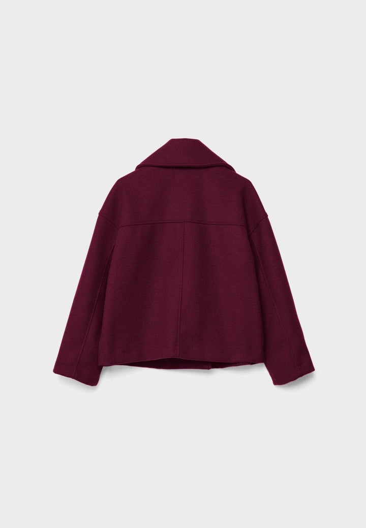 Gaetane Double Breasted Cropped Wool Blend Coat for Women