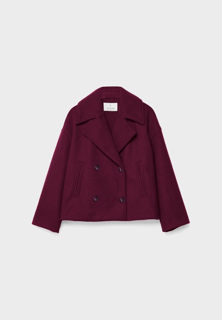 Gaetane Double Breasted Cropped Wool Blend Coat for Women