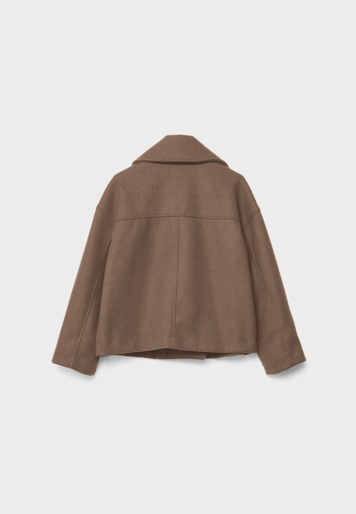 Gaetane Double Breasted Cropped Wool Blend Coat for Women
