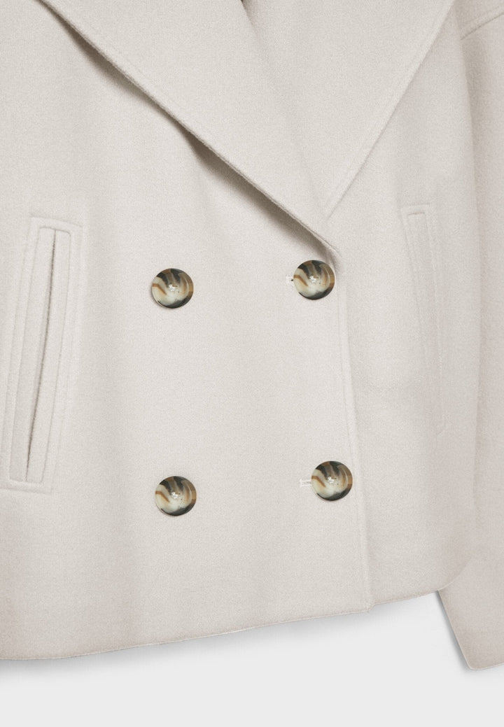 Gaetane Double Breasted Cropped Wool Blend Coat for Women