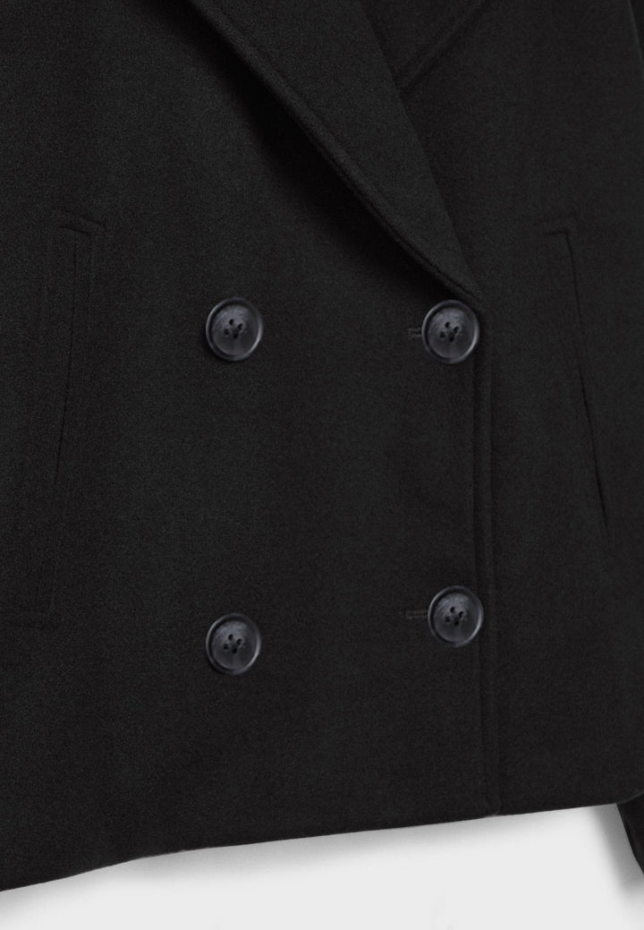 Gaetane Double Breasted Cropped Wool Blend Coat for Women