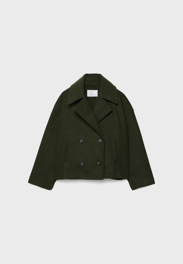Gaetane Double Breasted Cropped Wool Blend Coat for Women
