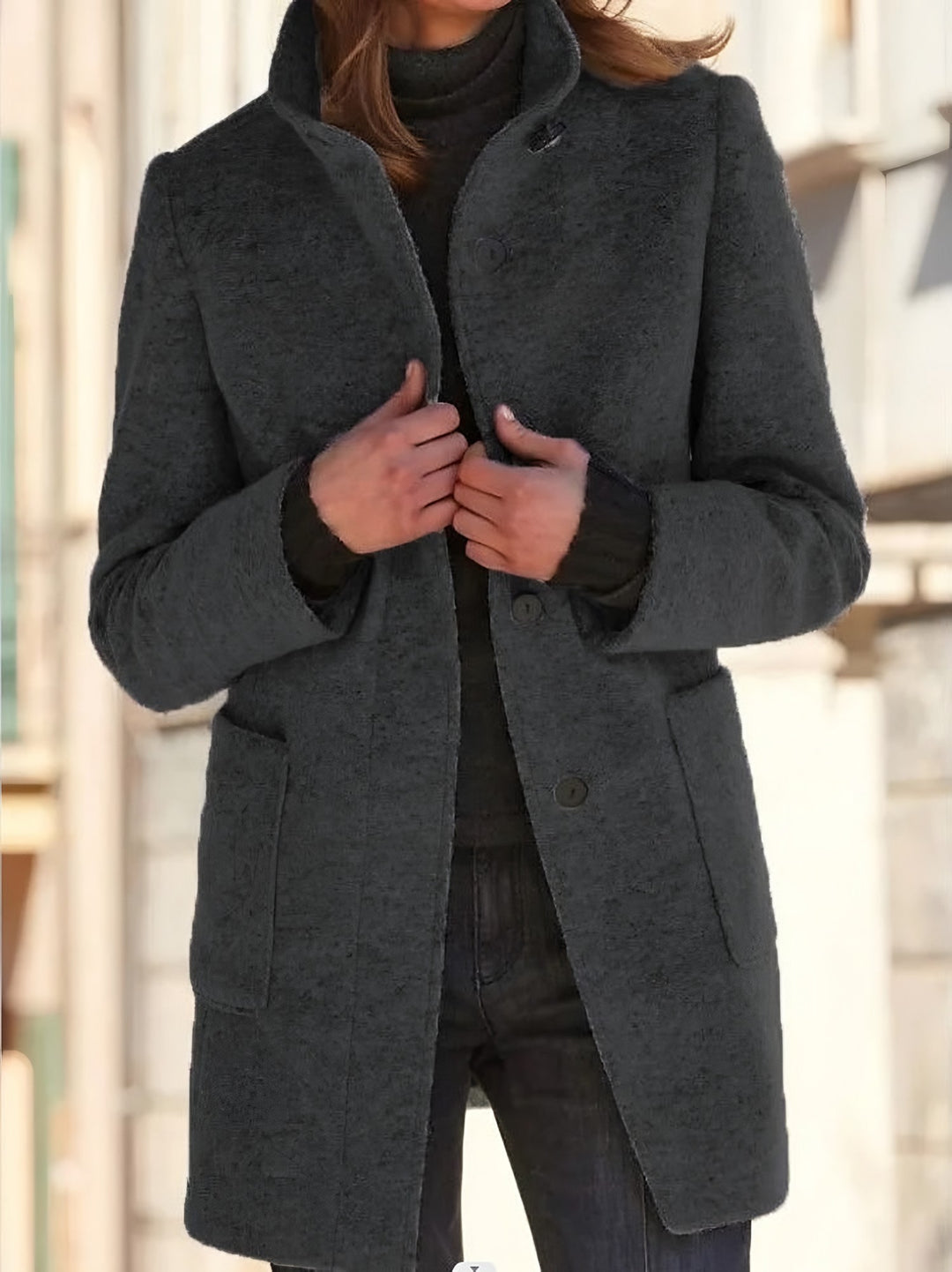 Garance — Classic Single Breasted Wool Blend Coat for Women (5), StyleTruly