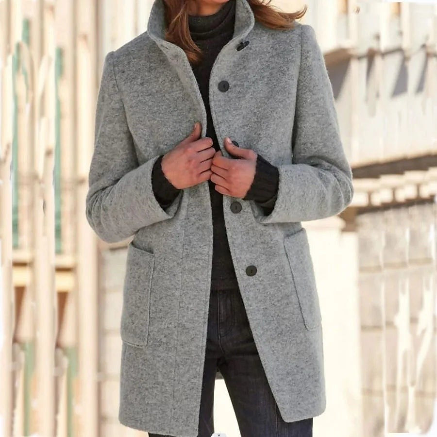 Garance — Classic Single Breasted Wool Blend Coat for Women (6), StyleTruly
