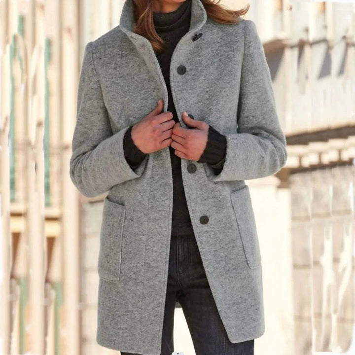 Garance — Classic Single Breasted Wool Blend Coat for Women (6), StyleTruly