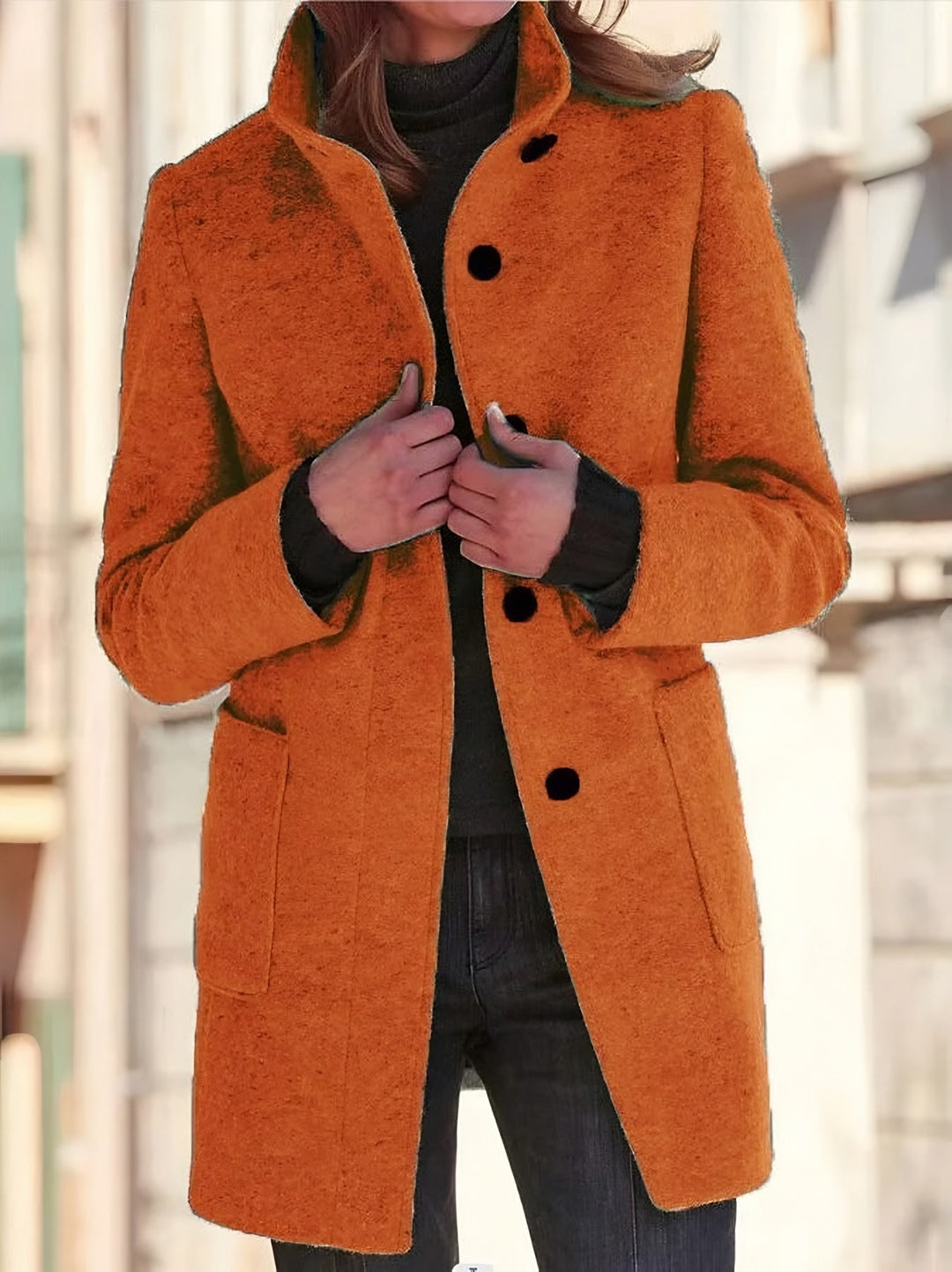 Garance — Classic Single Breasted Wool Blend Coat for Women (10), StyleTruly