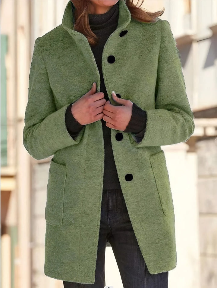 Garance — Classic Single Breasted Wool Blend Coat for Women (12), StyleTruly