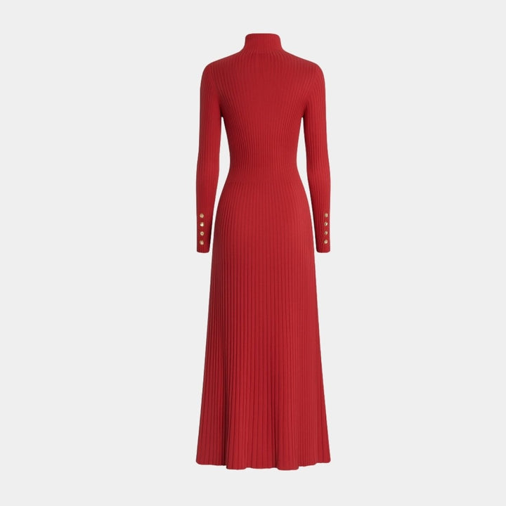 Pleated Turtleneck Sweater Dress for Women