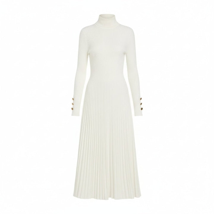 Pleated Turtleneck Sweater Dress for Women
