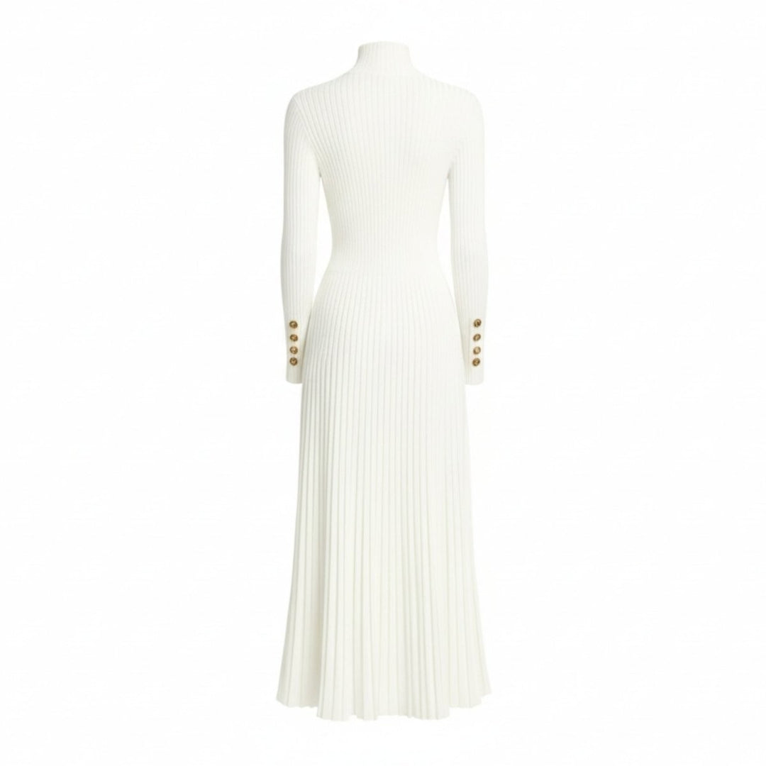 Pleated Turtleneck Sweater Dress for Women