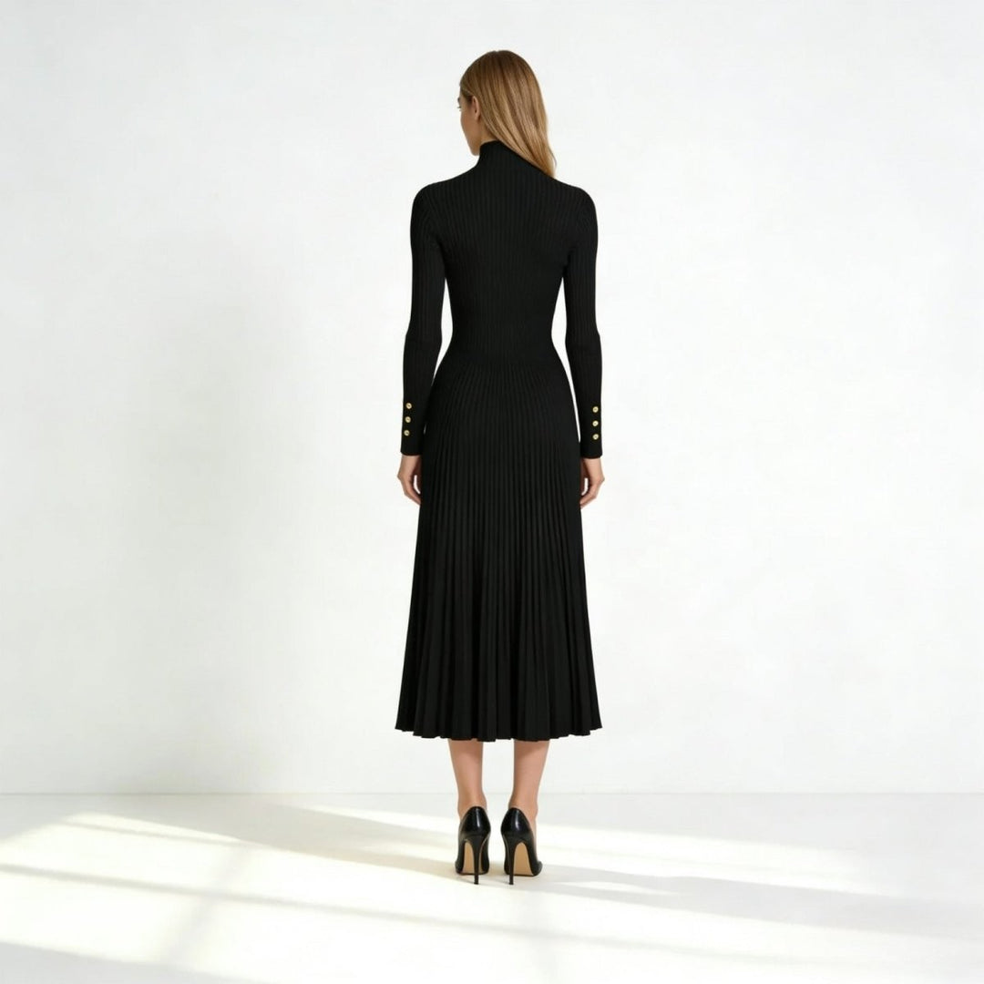 Pleated Turtleneck Sweater Dress for Women